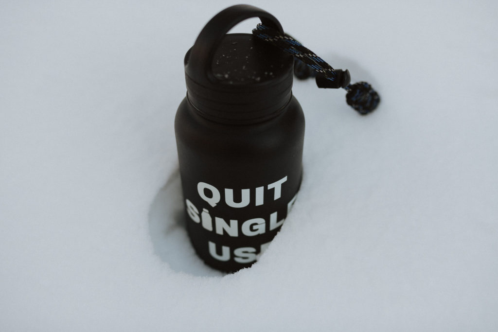 hydroflask in the snow