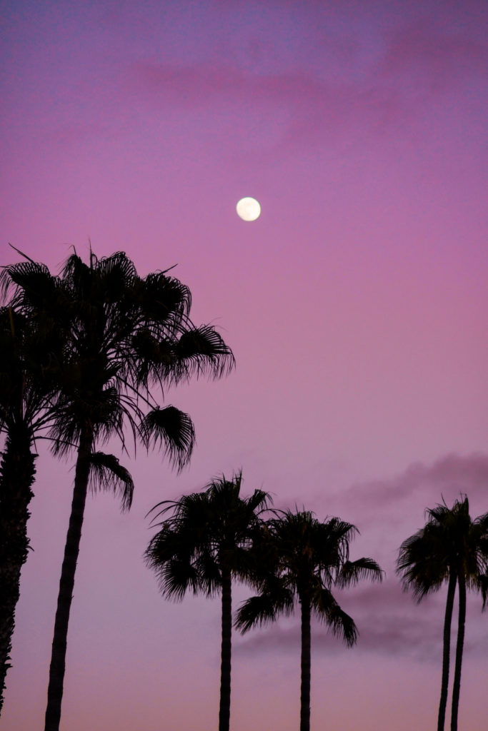 photos of a purple sky and the moon